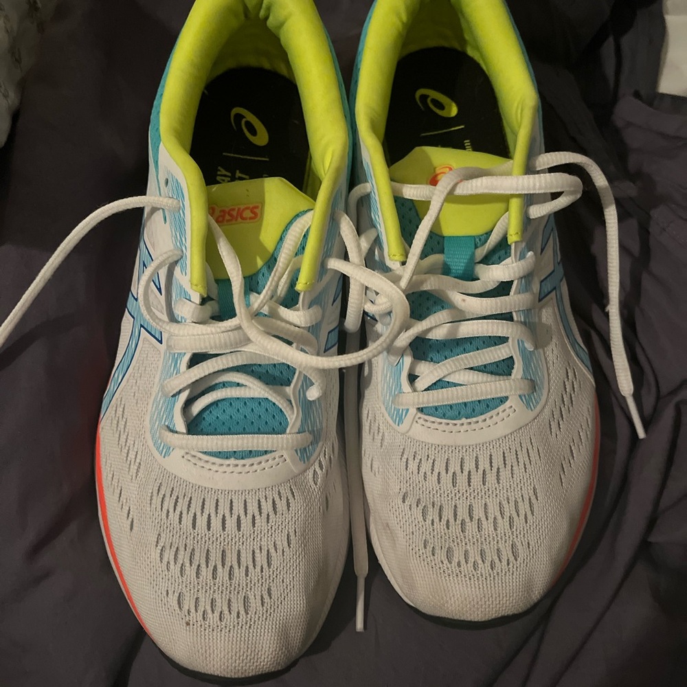Asics White and Blue Athletic Shoes